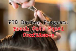Barber cutting hairs