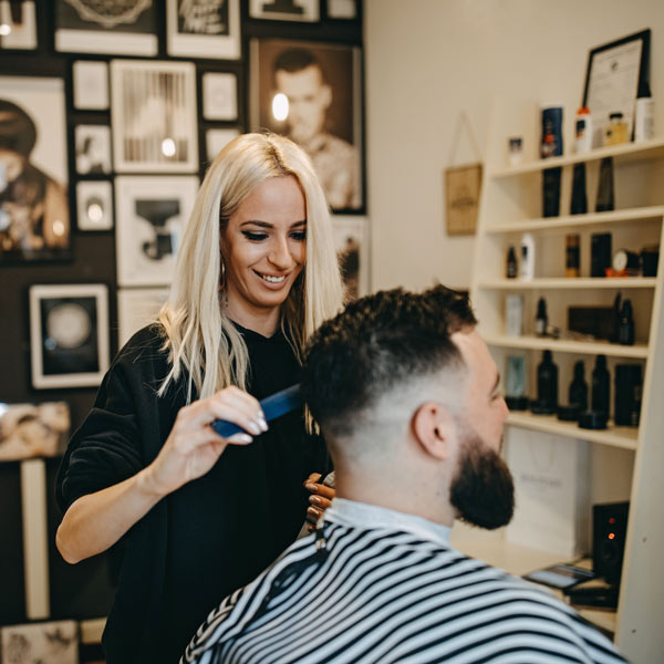 barber cutting hair