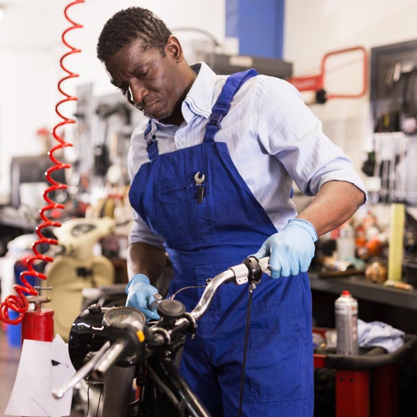 motorcycle technician working