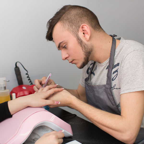nail technician working