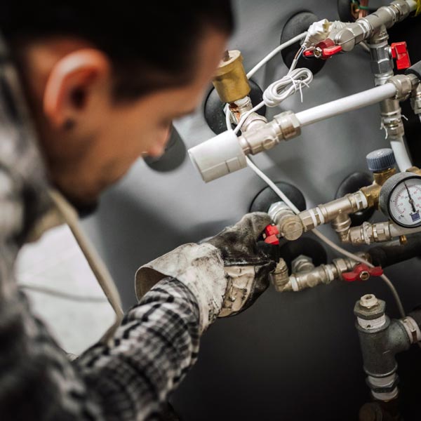 HVAC professional working