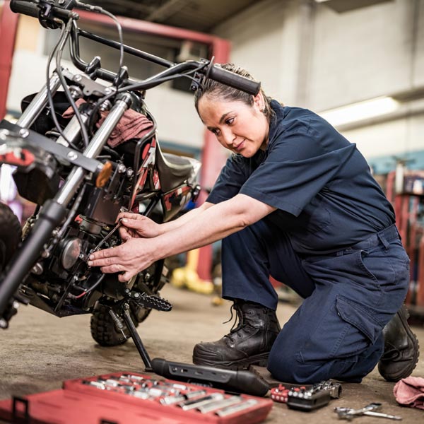 motorcycle technician working