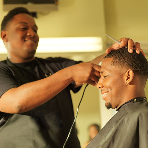 barber cutting hair