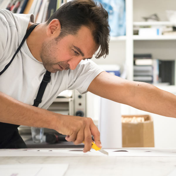 graphic design student working