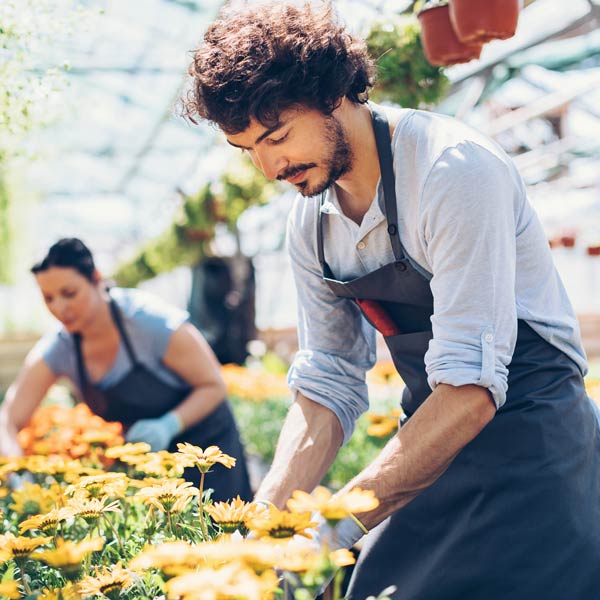 students learning horticulture