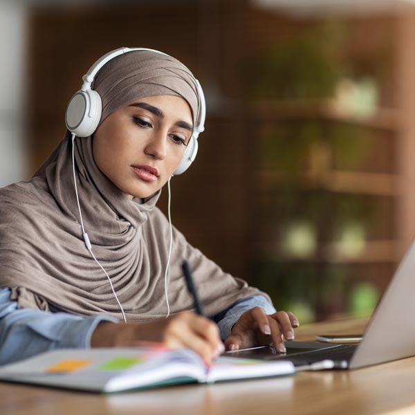 woman using laptop