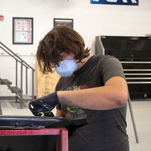 A worker doing service